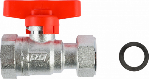 Кран шаровой FAR 3/4", ВР-накидная гайка EPDM, красн. бабочка, хром